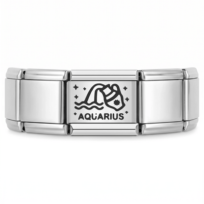 Charm Acuario (con Nombre) en pulsera italiana de eslabones