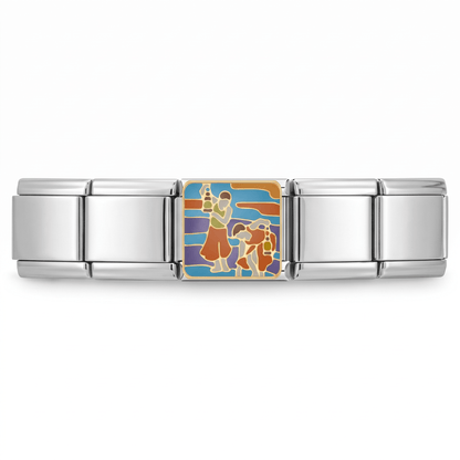 Charm Acuario (Ilustración) en pulsera italiana de eslabones