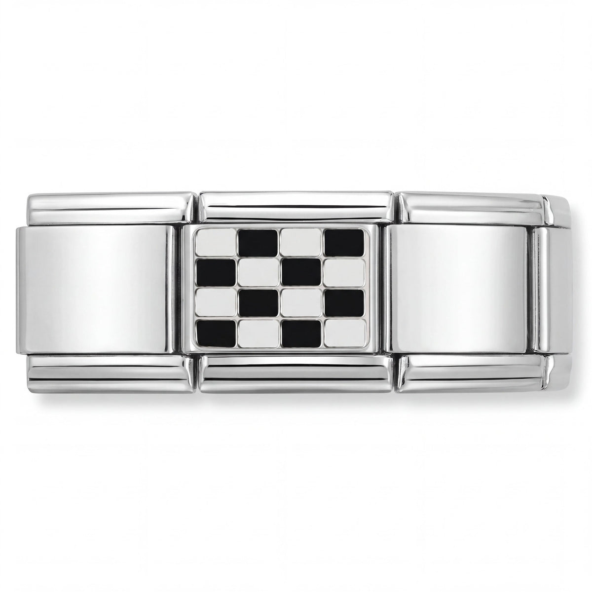 Charm Ajedrez / Bandera Formula 1 (Plateado) en pulsera italiana de eslabones