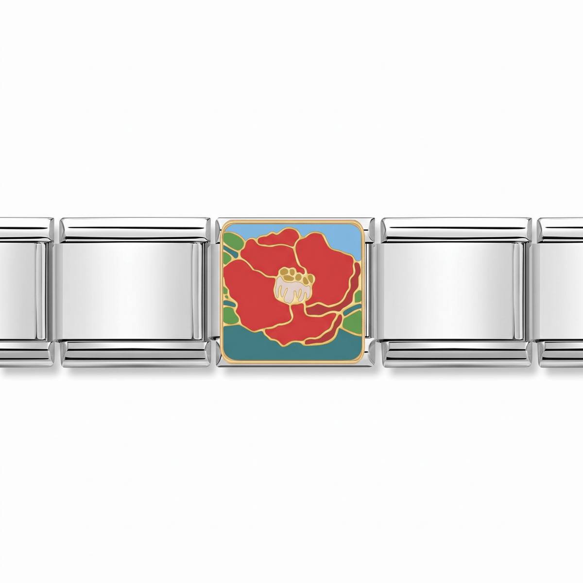 Charm Amapola en pulsera italiana de eslabones