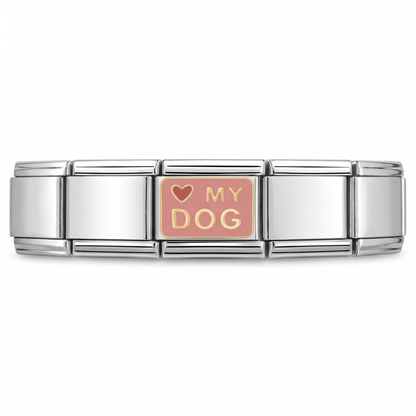 Charm Amo a mi perro en pulsera italiana de eslabones