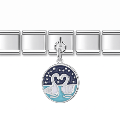Charm Amor de Cisnes en pulsera italiana de eslabones