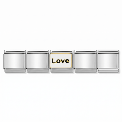 Charm Amor (Love) en pulsera italiana de eslabones