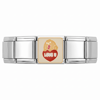 Charm Amor Perro en pulsera italiana de eslabones