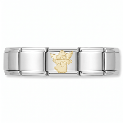 Charm Angel (con Corazón) en pulsera italiana de eslabones