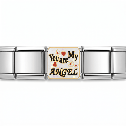 Charm Angel (You are my Angel) en pulsera italiana de eslabones