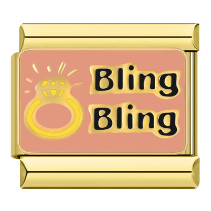 Charm Anillo (Bling Bling, Dorado) - Italian Charms