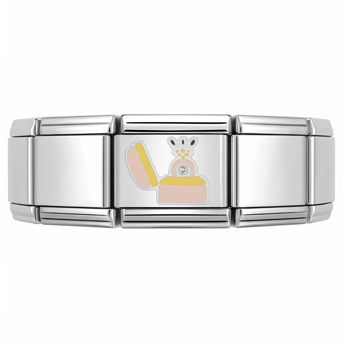 Charm Anillo (Estuche) en pulsera italiana de eslabones