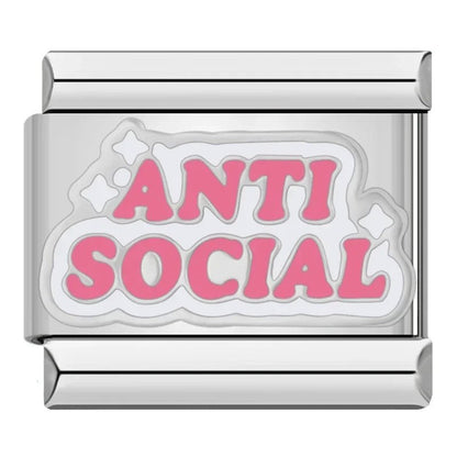 Charm anti social (Plateado) - Italian Charms