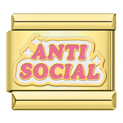 Charm Anti Social (Dorado) - Italian Charms