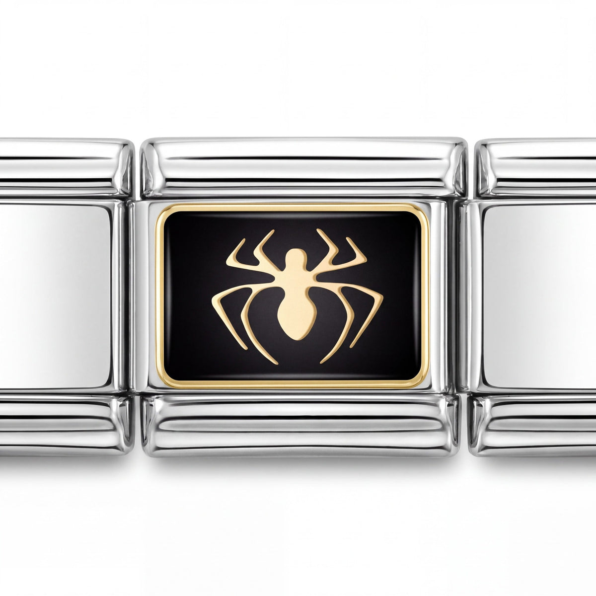 Charm Araña (Plateado) en pulsera italiana de eslabones