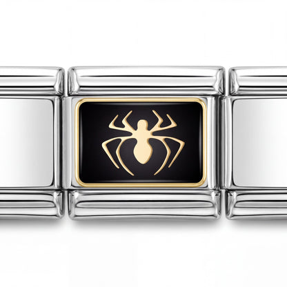 Charm Araña (Plateado) en pulsera italiana de eslabones