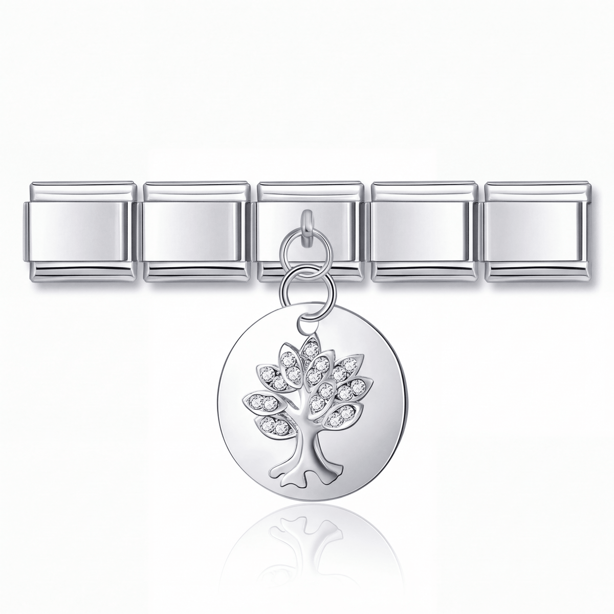 Charm Arbol de la Vida (Colgante, Plateado) en pulsera italiana de eslabones