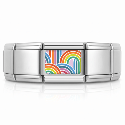 Charm Arcoiris en pulsera italiana de eslabones
