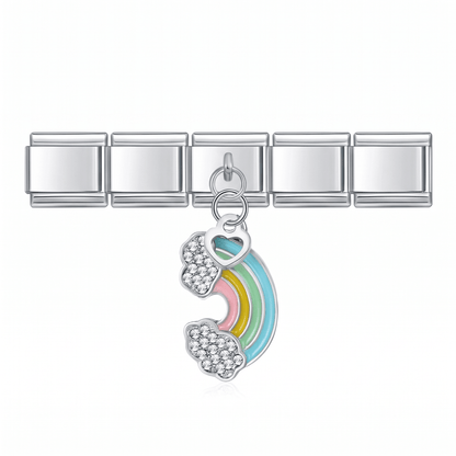 Charm Arcoíris (Colgante) en pulsera italiana de eslabones