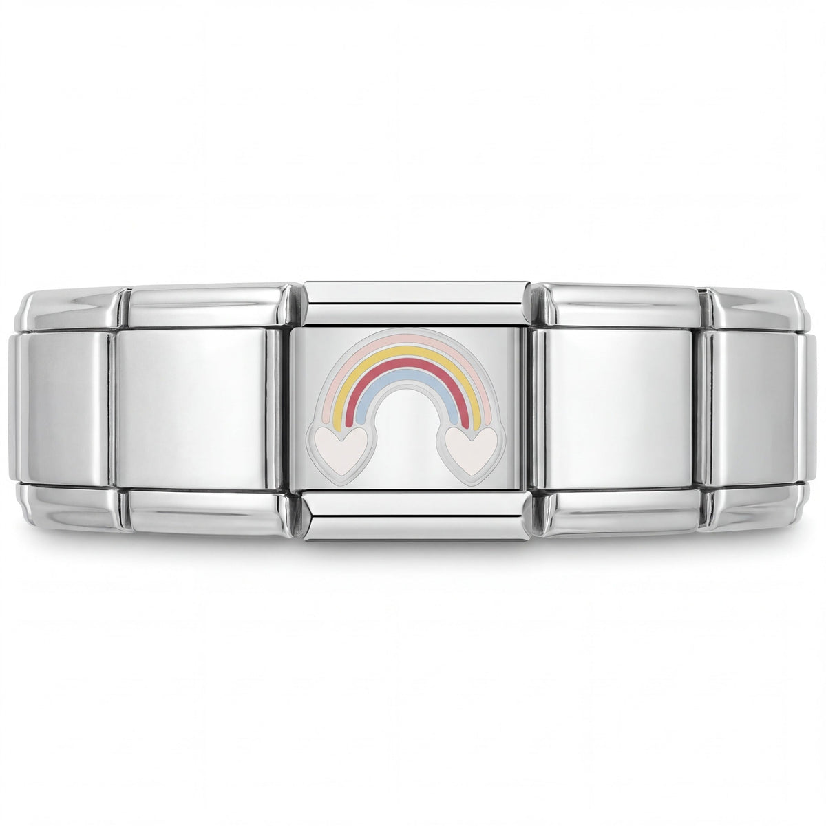 Charm Arcoíris (Pastel) en pulsera italiana de eslabones