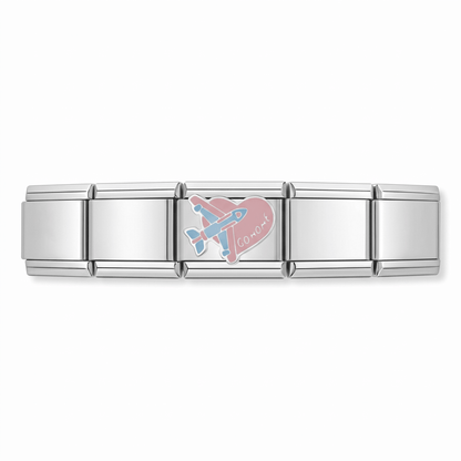 Charm Avion Viaje en pulsera italiana de eslabones