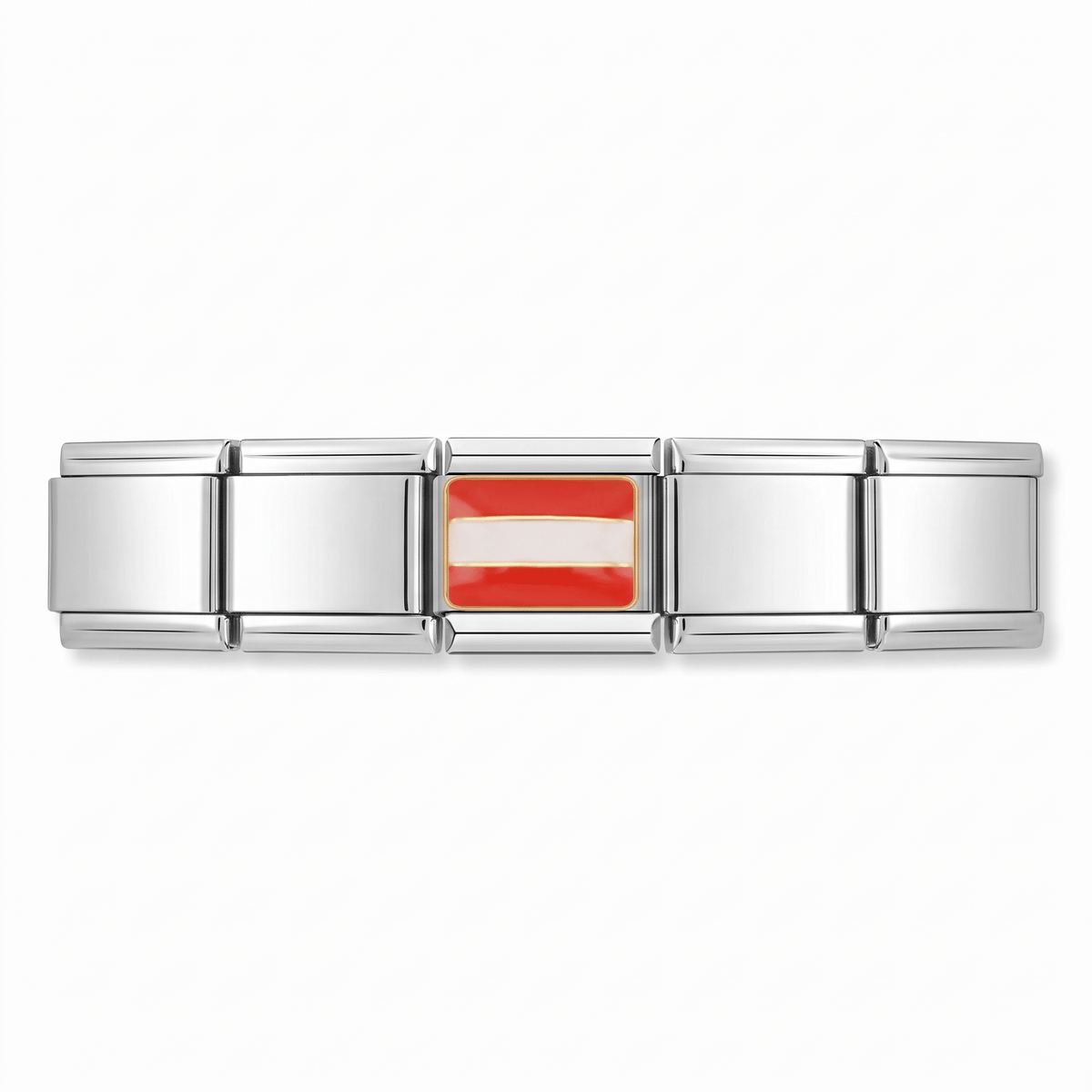 Charm Bandera de Austria (Borde Dorado) en pulsera italiana de eslabones
