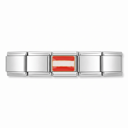 Charm Bandera de Austria (Borde Dorado) en pulsera italiana de eslabones