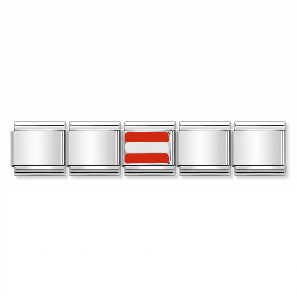Charm Bandera de Austria (Borde Plateado) en pulsera italiana de eslabones