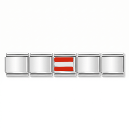 Charm Bandera de Austria (Borde Plateado) en pulsera italiana de eslabones
