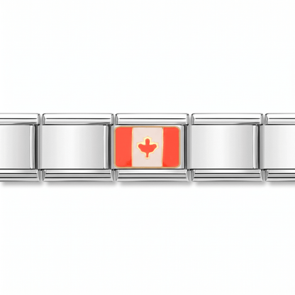 Charm Bandera de Canadá en pulsera italiana de eslabones