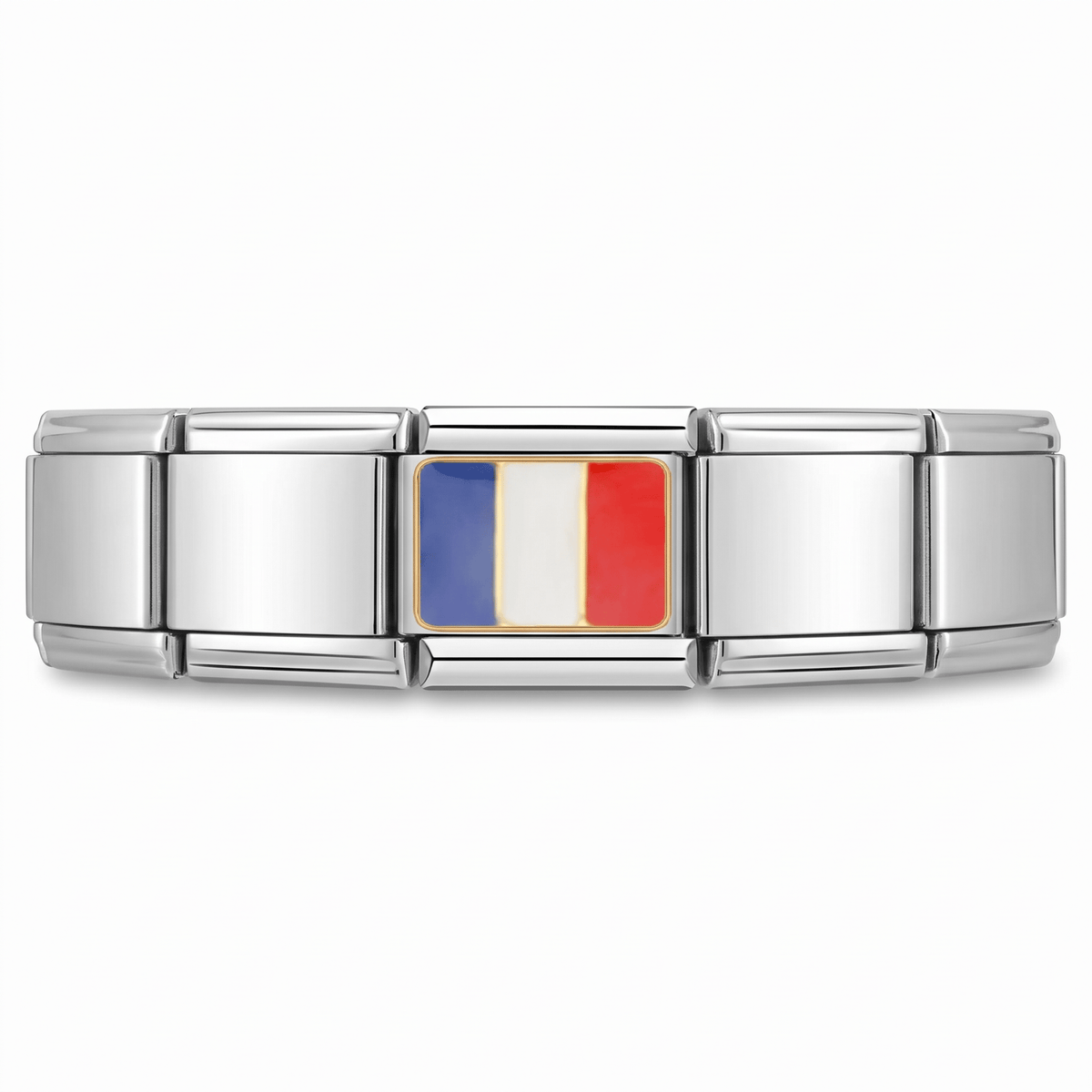 Charm Bandera de Francia en pulsera italiana de eslabones