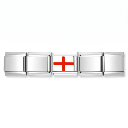 Charm Bandera de Inglaterra en pulsera italiana de eslabones