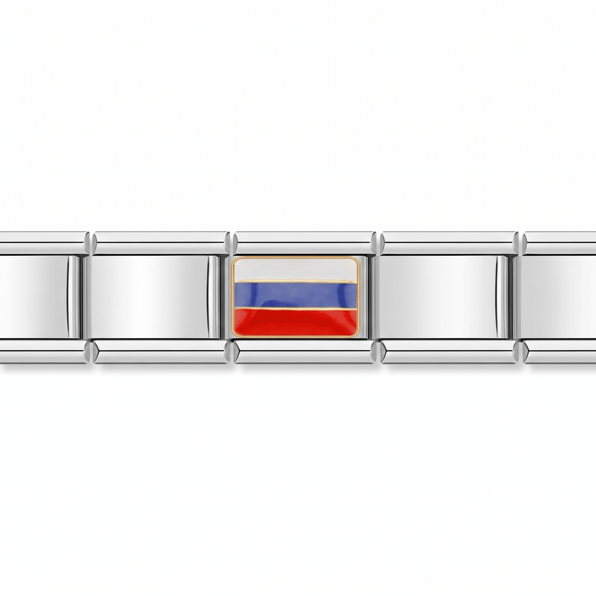 Charm bandera de Rusia en pulsera italiana de eslabones