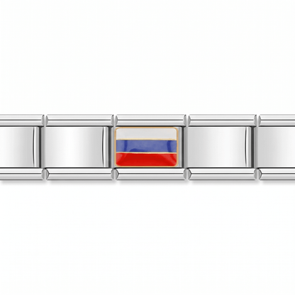 Charm bandera de Rusia en pulsera italiana de eslabones