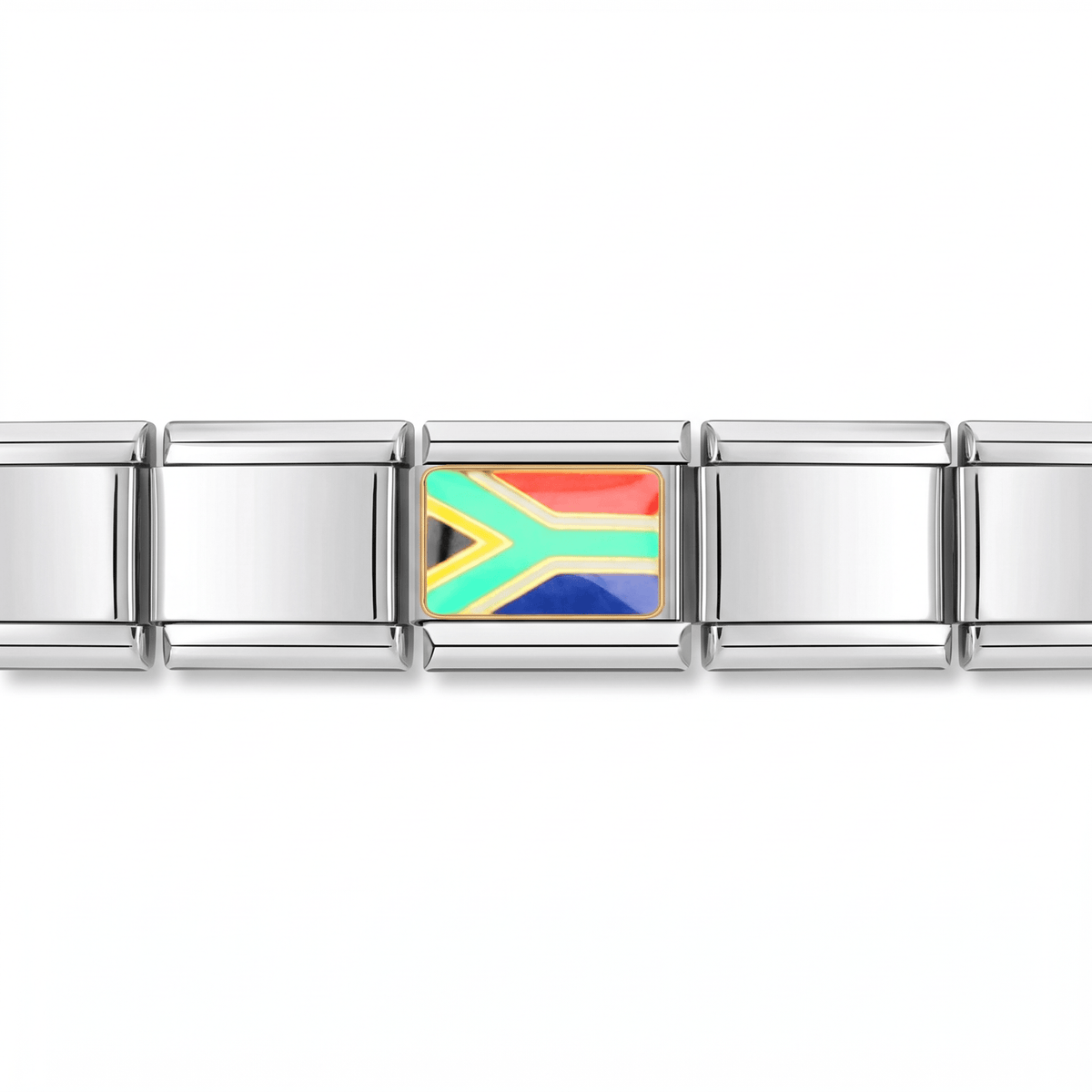 Charm Bandera de Sudáfrica en pulsera italiana de eslabones