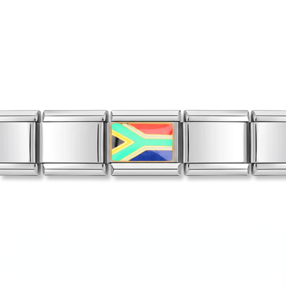 Charm Bandera de Sudáfrica en pulsera italiana de eslabones