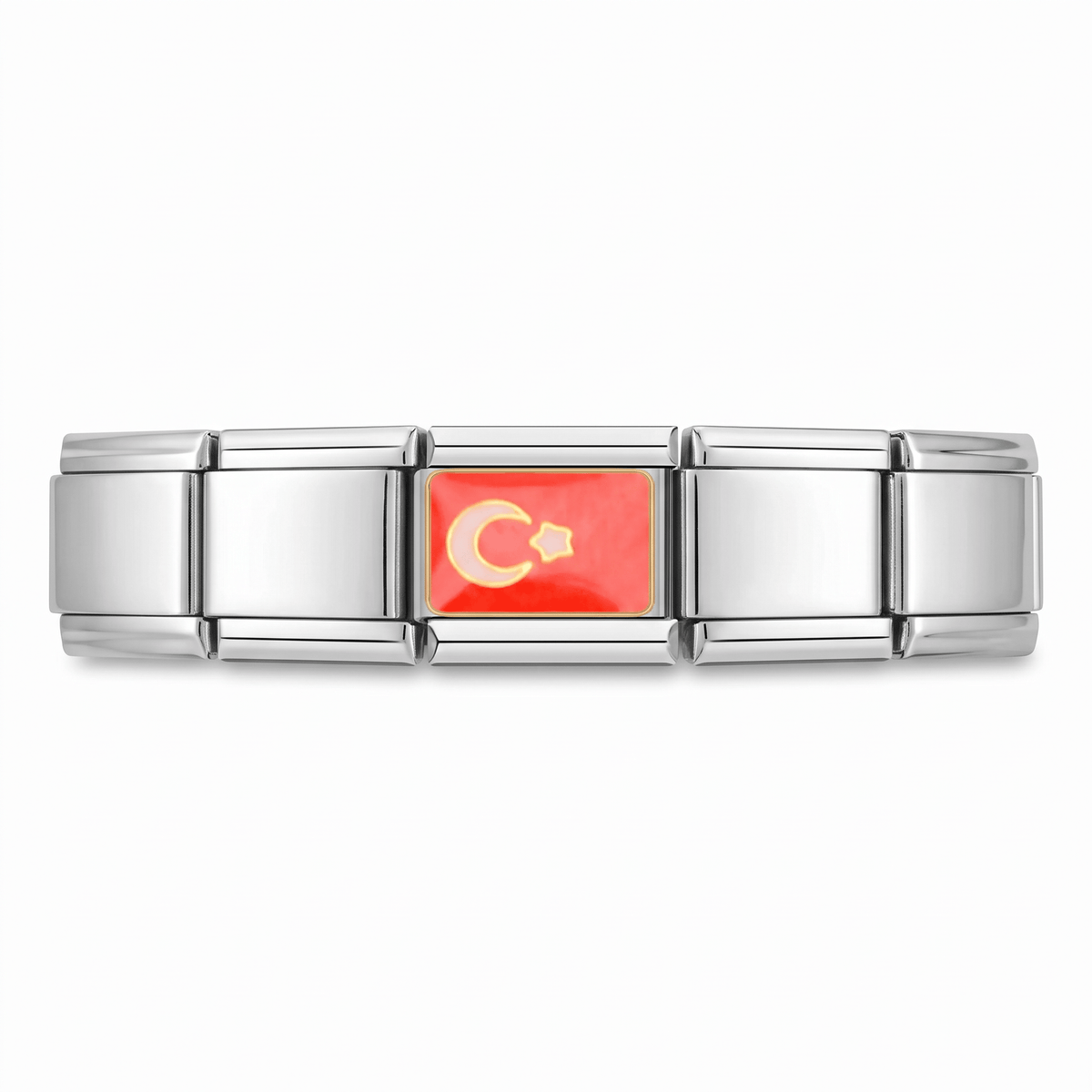 Charm Bandera de Turquía en pulsera italiana de eslabones