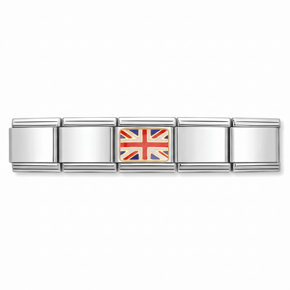 Charm Bandera del Reino Unido en pulsera italiana de eslabones