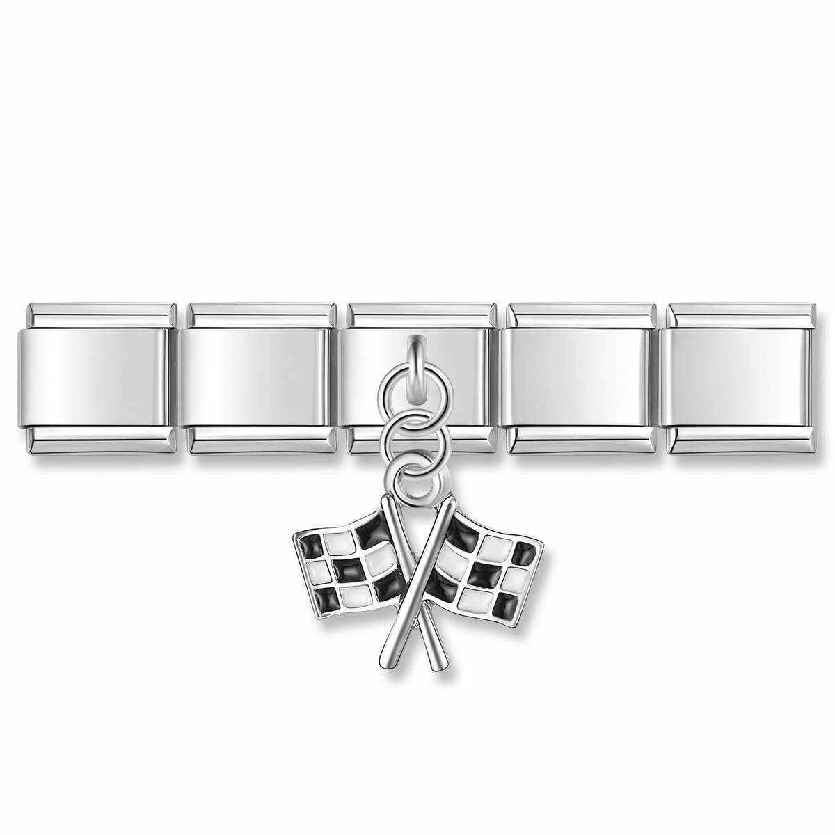 Charm Banderas de Carrera en pulsera italiana de eslabones