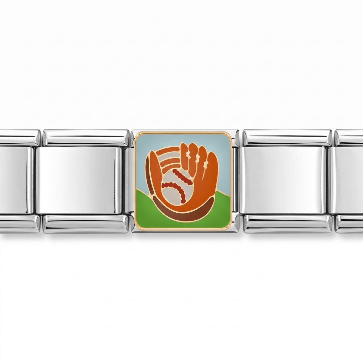 Charm Beis Pelota en pulsera italiana de eslabones