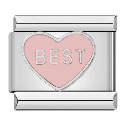 Charm Best (Corazón Rosa) - Italian Charms