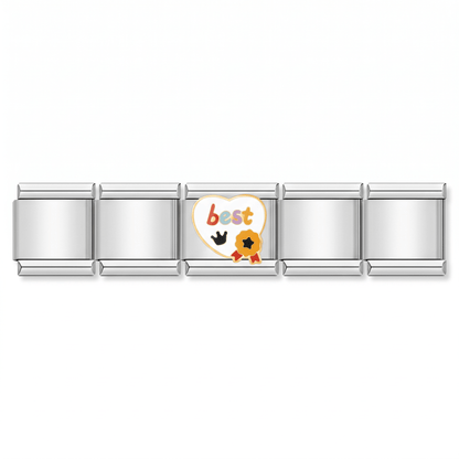 Charm Best (Corazón Blanco) en pulsera italiana de eslabones