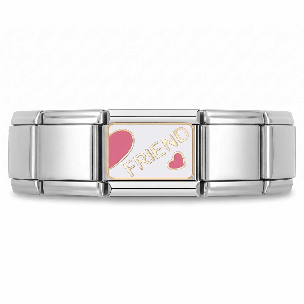 Charm BEST-FRIEND (Plateado) en pulsera italiana de eslabones