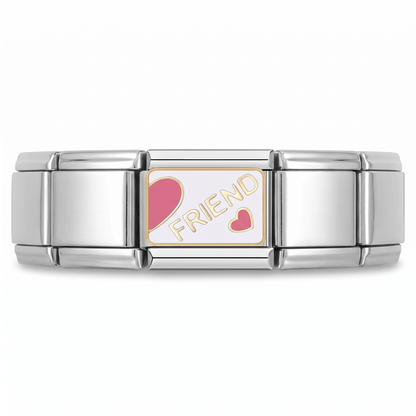 Charm BEST-FRIEND (Plateado) en pulsera italiana de eslabones