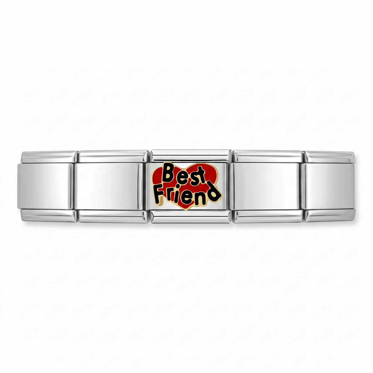 Charm Best friend (Rojo) en pulsera italiana de eslabones