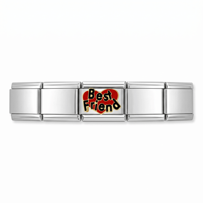 Charm Best friend (Rojo) en pulsera italiana de eslabones