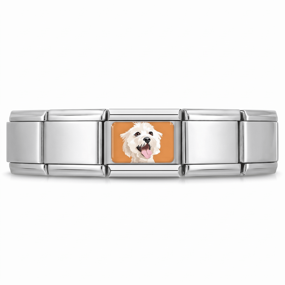 Charm Bichón Maltés en pulsera italiana de eslabones