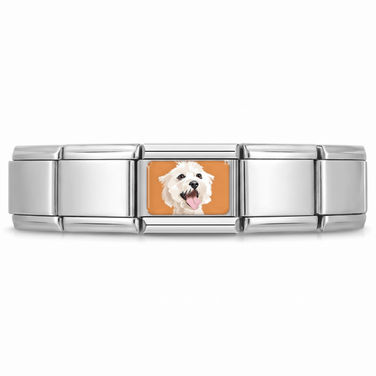 Charm Bichón Maltés en pulsera italiana de eslabones