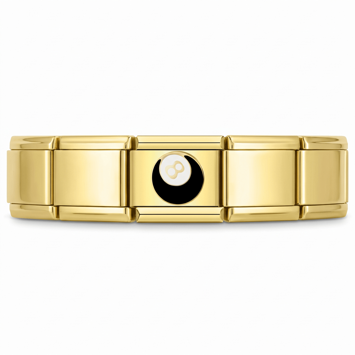Charm Bola 8 (Dorado) en pulsera italiana de eslabones