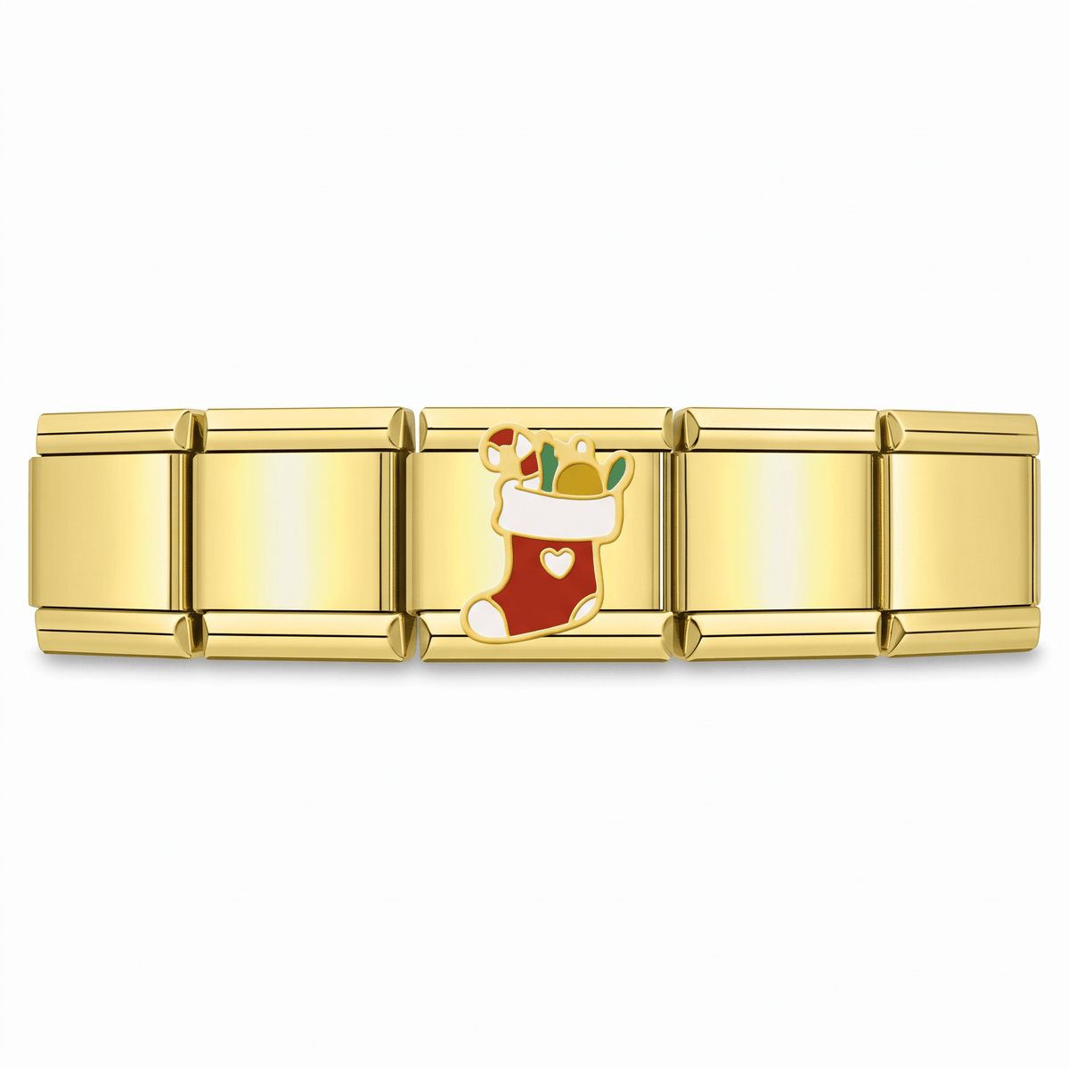 Charm Bota Navideña en pulsera italiana de eslabones