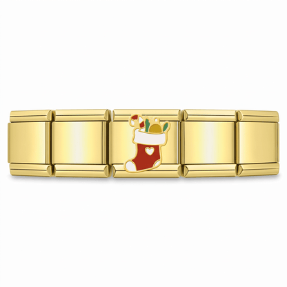 Charm Bota Navideña en pulsera italiana de eslabones