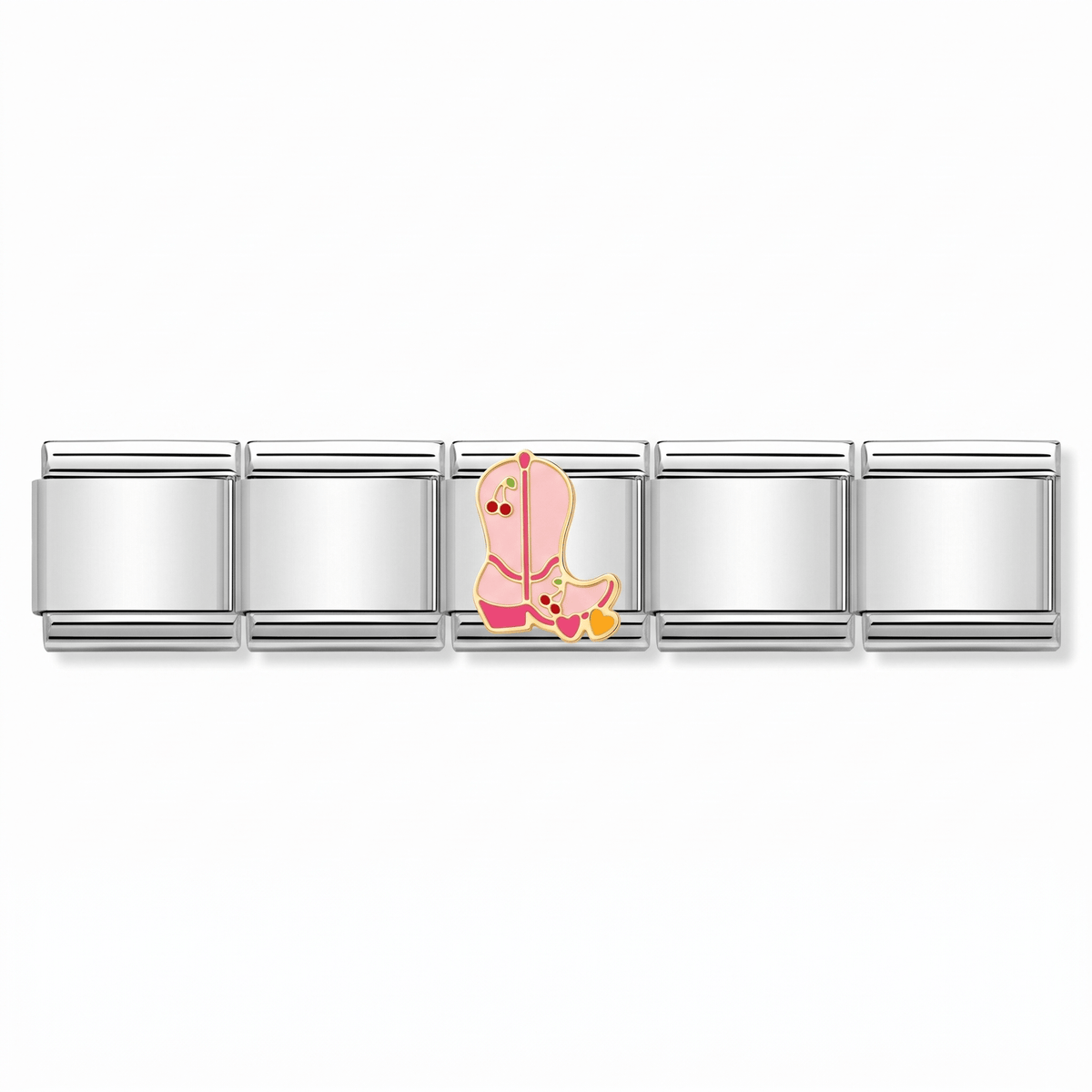 Charm Bota Rosa en pulsera italiana de eslabones