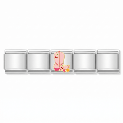 Charm Bota Rosa en pulsera italiana de eslabones