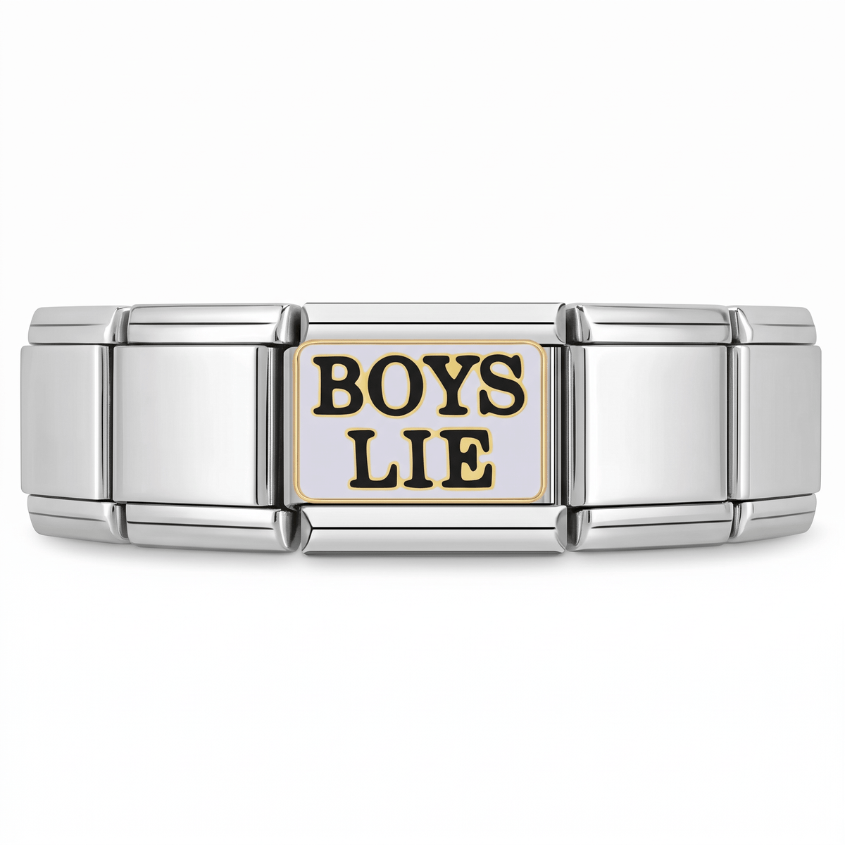 Charm Boys lie (Plateado) en pulsera italiana de eslabones